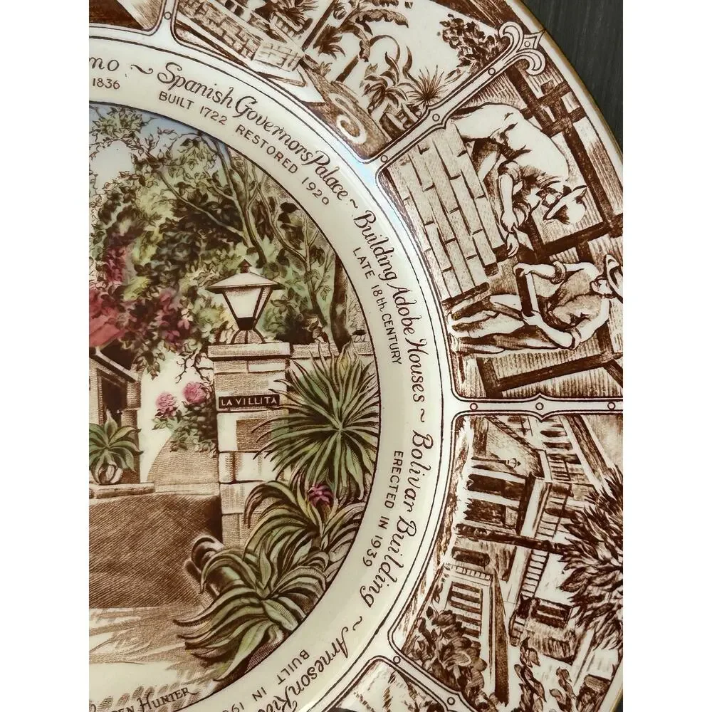 Crown Devon Staffordshire 1951 SAN ANTONIO TEXAS Plate Multicolor 10